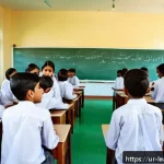 Home 21 자기 주도 학습을 위한 교육 과정 설계 - A vibrant classroom scene in a modern Pakistani school setting, featuring diverse students aged arou...