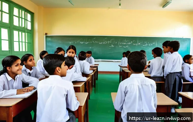 자기 주도 학습을 위한 교육 과정 설계 - A vibrant classroom scene in a modern Pakistani school setting, featuring diverse students aged arou...