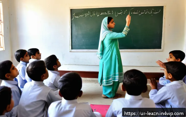 자기 주도 학습의 효과적인 피드백 방법 - A modern classroom scene in a Pakistani school featuring a diverse group of students attentively rec...