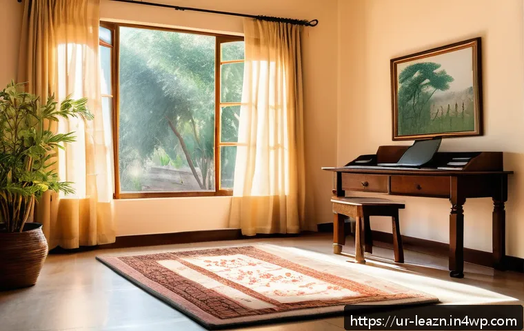 자기 주도 학습을 위한 환경 조성하기 - A serene, well-organized study corner in a traditional South Asian home, featuring light pastel-colo...