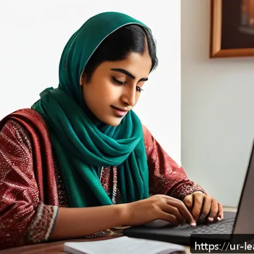 Home 17 자기 주도 학습의 중요성 - A focused young South Asian woman studying independently at a cozy home workspace in Karachi, Pakist...